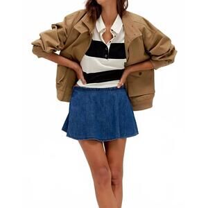 NEW FREE PEOPLE paradise found denim skort in dark blue